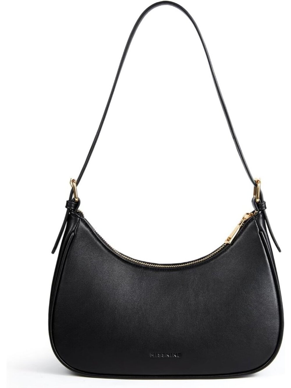 Women's Black Vegan Leather Small Hobo Underarm Clutch Purse Shoulder Bag